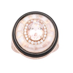 Vintage Classic Oval-Cut Morganite with Round-Cut Diamond 14k Rose Gold Ring