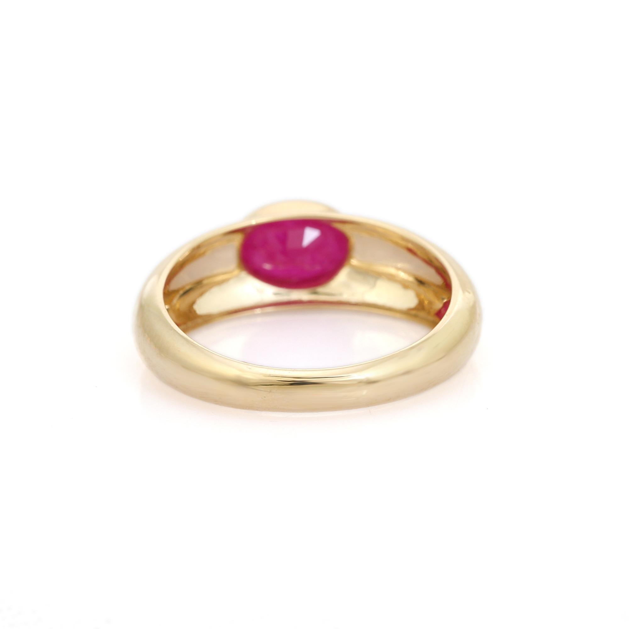 For Sale:  Classic Oval Cut Ruby Signet Ring in Bezel Setting 14k Yellow Gold Fine Jewelry 4