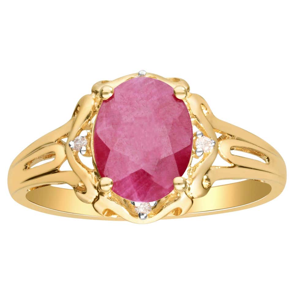 Customizable Genuine Oval Ruby By Pass Wedding 18k Yellow Gold Ring for ...