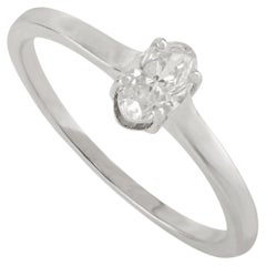 Classic Oval Diamond Solitaire Ring in Prong Setting 14K White Gold Gift for Her