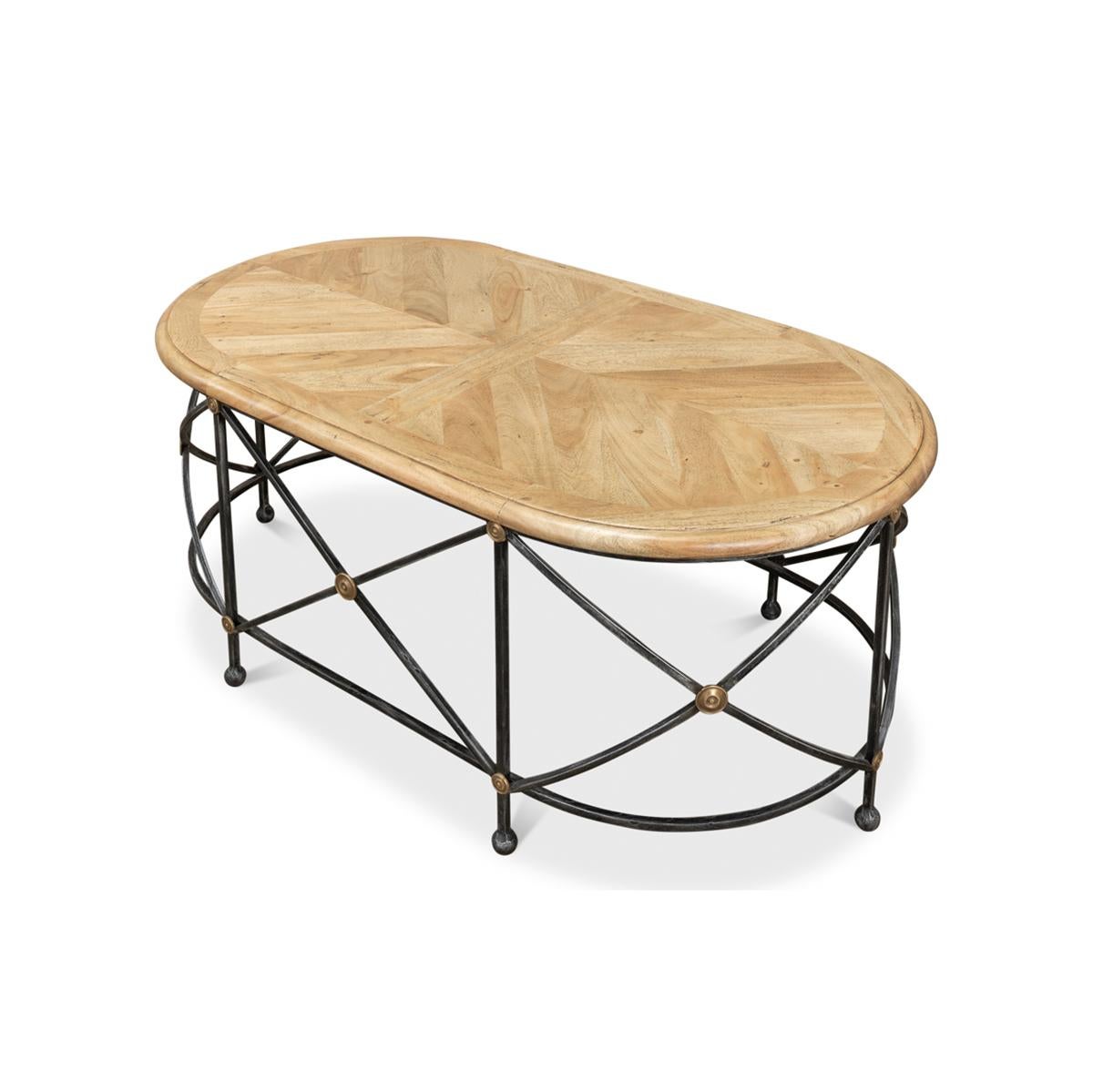 Asian Classic Oval French Cocktail Table For Sale