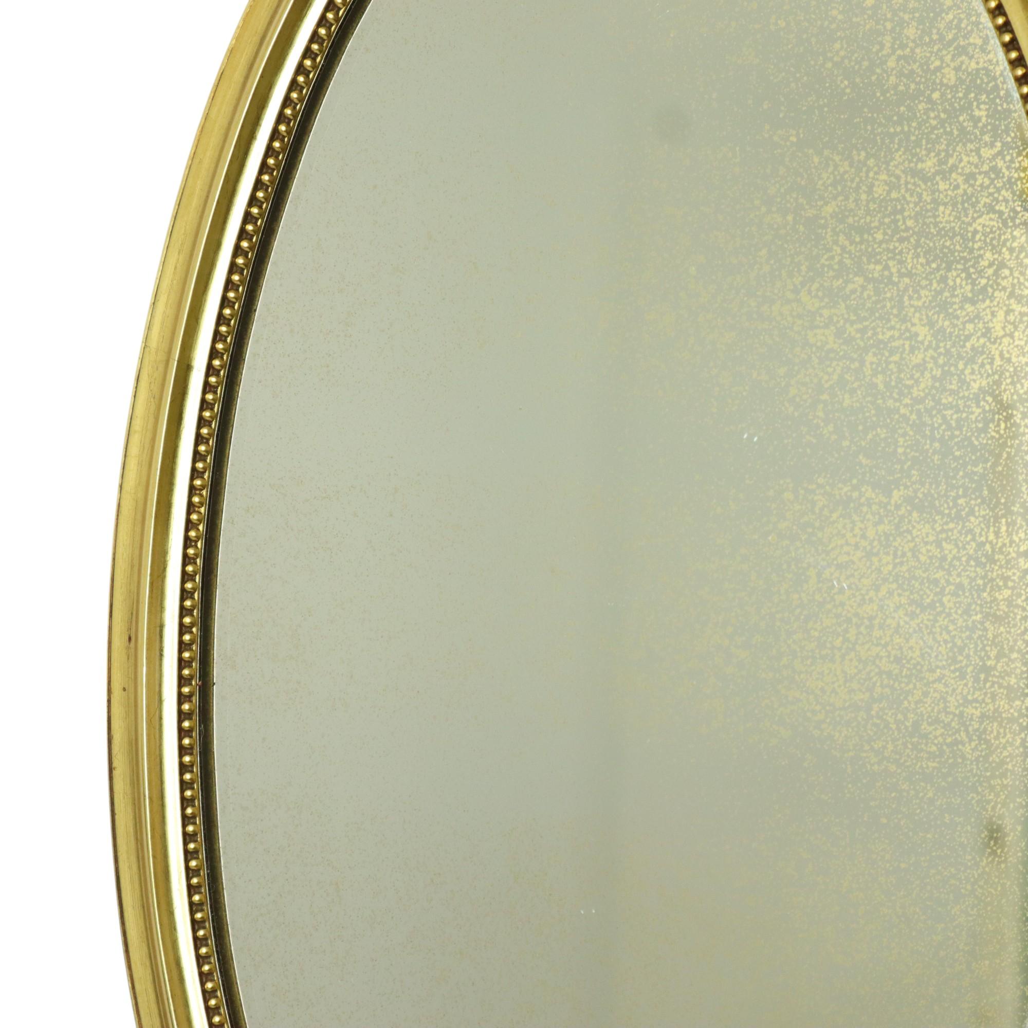 Vetro Decorazione classica ovale con nastro a specchio dorato Francia 58 cm in vendita