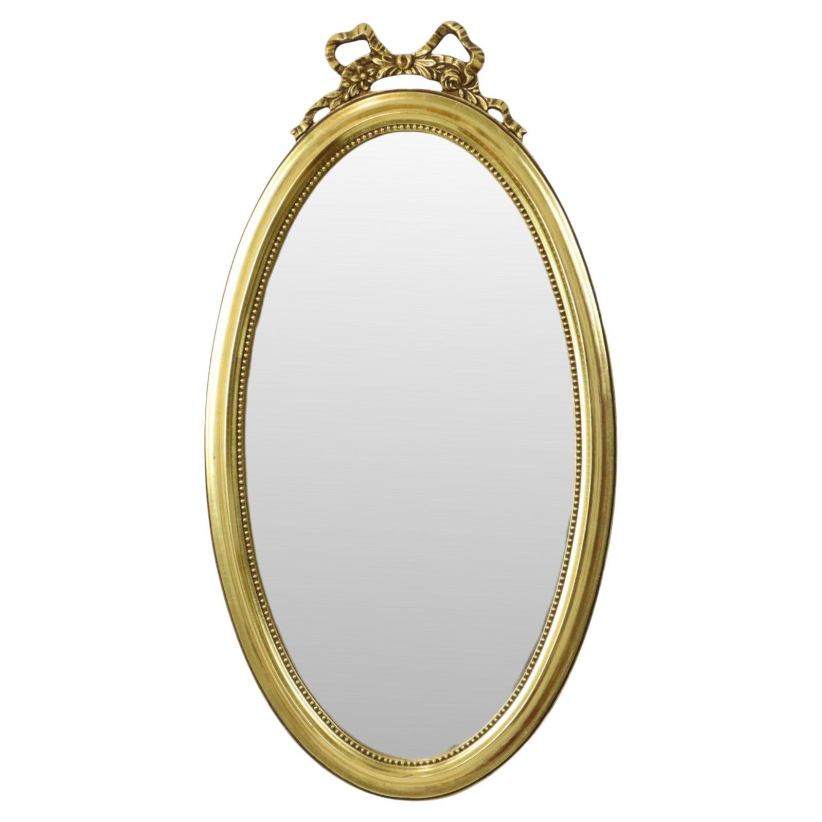 Classic Oval Gold Mirror Ribbon Decoration France 58cm