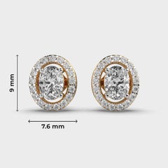 Classic Oval Moissanite Studs 925 Sterling Silver Elegant Round Earrings For Her