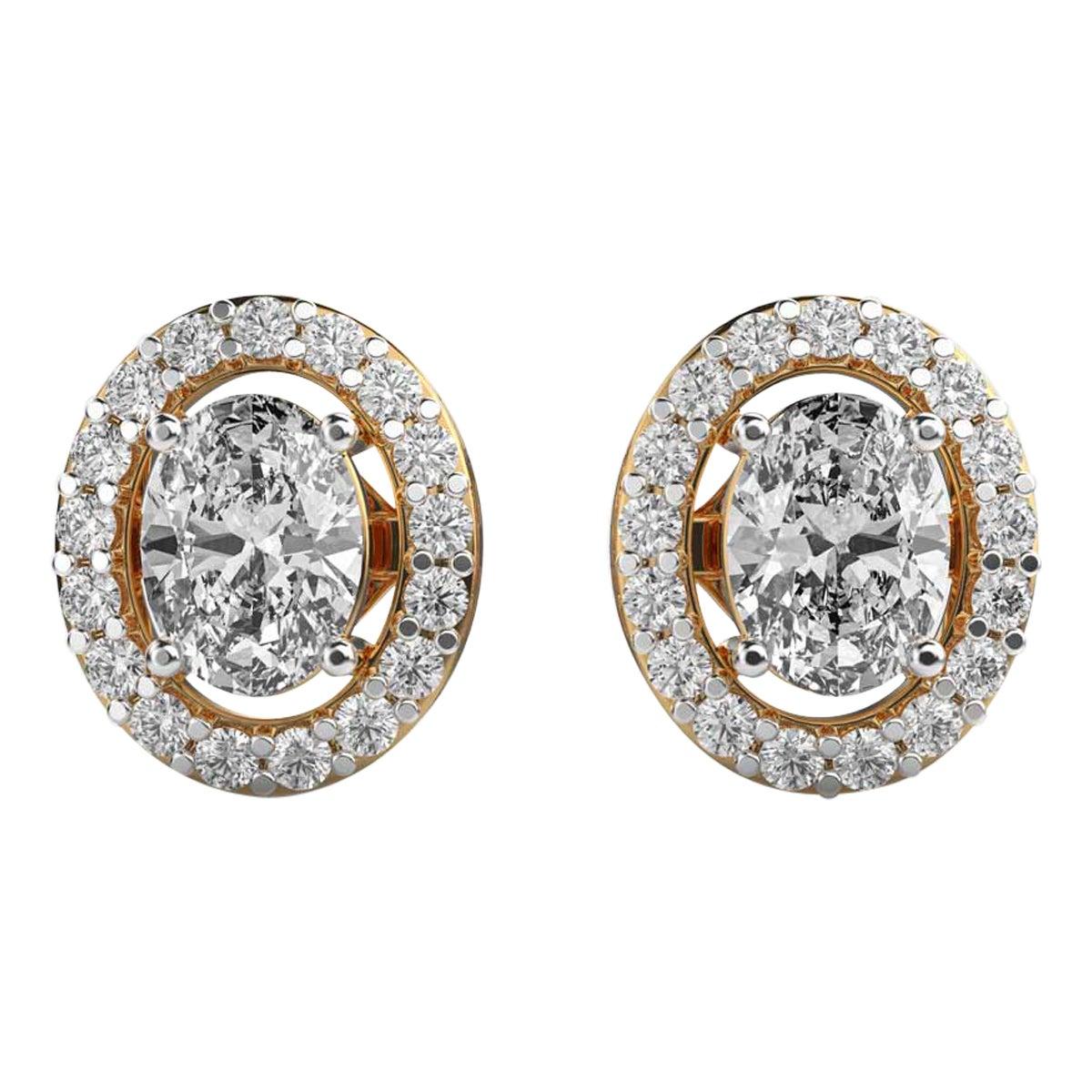 Classic Oval Moissanite Studs 925 Sterling Silver Elegant Round Earrings For Her For Sale