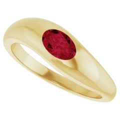Puffed Fluidity Oval Ruby Solitaire Ring, 14K Yellow Gold