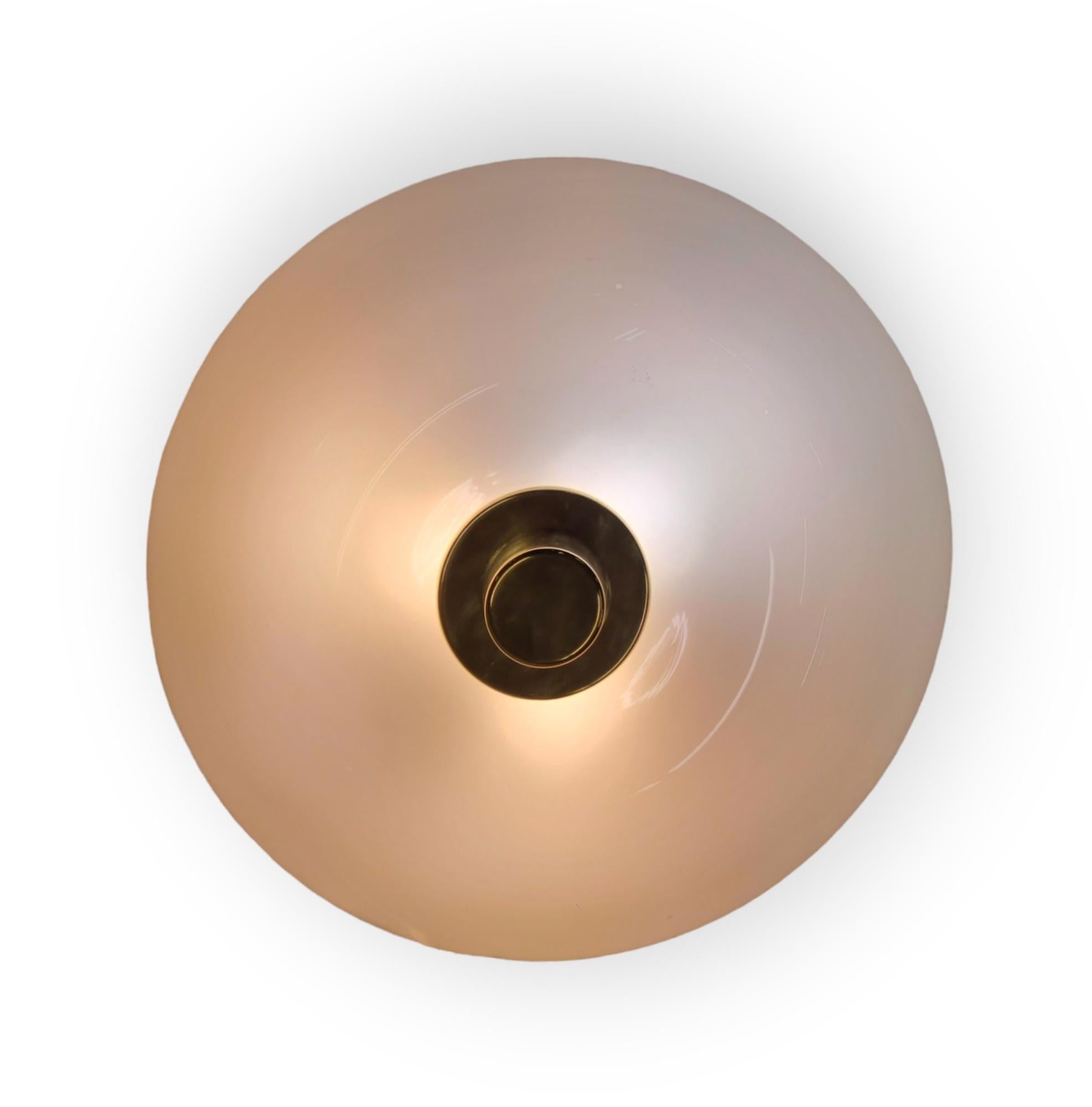 Classic Paavo Tynell Ceiling Lamp Model 2098N, in Brass and Opaline Glass. Idman For Sale 3