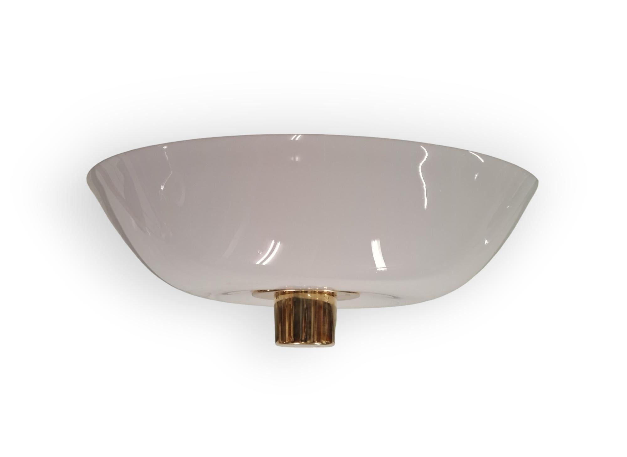 Classic Paavo Tynell Ceiling Lamp Model 2098N, in Brass and Opaline Glass. Idman For Sale 6
