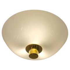 Classic Paavo Tynell Ceiling Lamp Model 2098N, in Brass and Opaline Glass. Idman