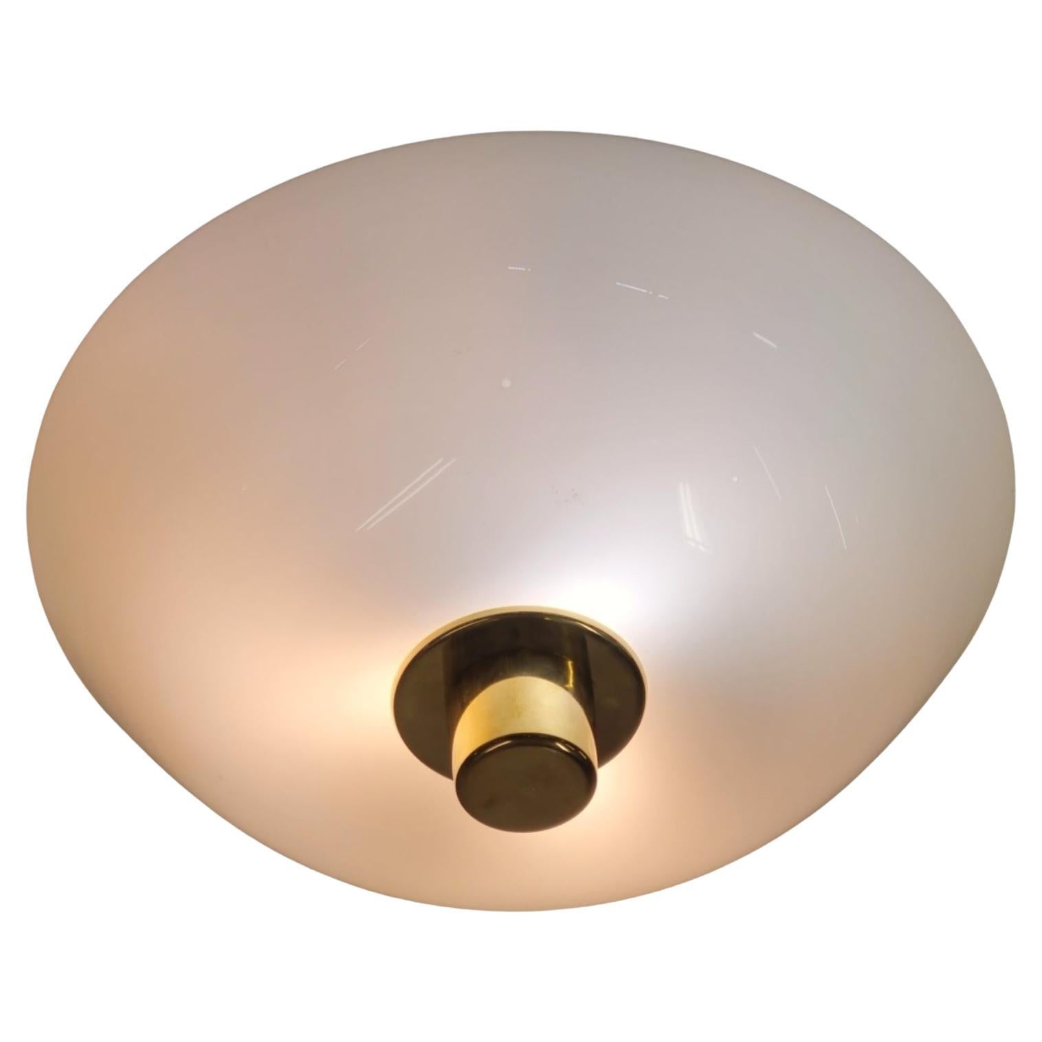 Classic Paavo Tynell Ceiling Lamp Model 2098N, in Brass and Opaline Glass. Idman For Sale