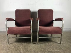 Classic Pair of Art Deco Machine Age Aluminium Lounge Chairs by Warren McArthur