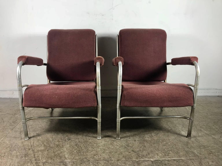 Classic Pair of Art Deco Machine Age Aluminium Lounge ...