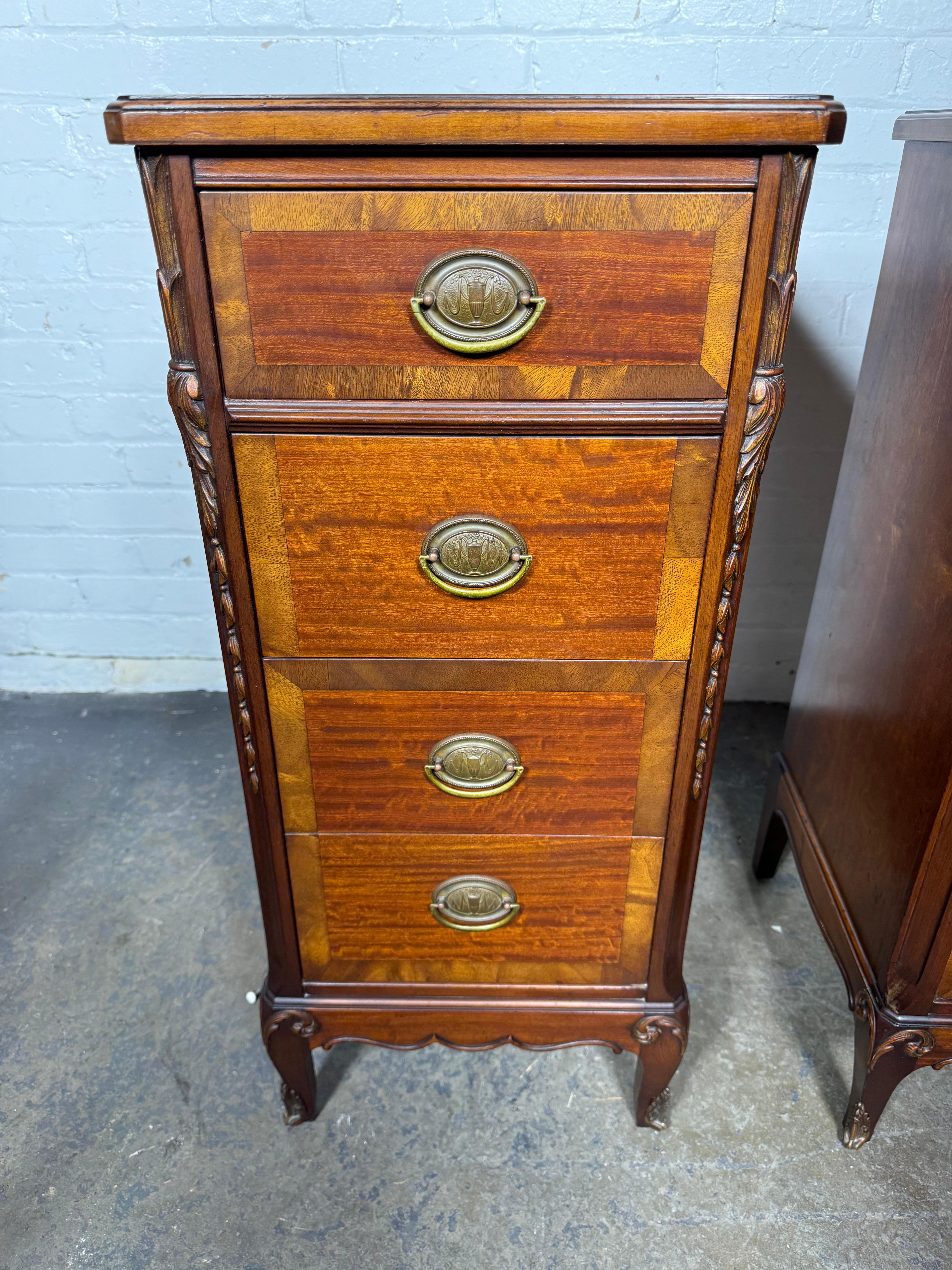 Classic pair French 4-Drawer Night Stands, bronze mounts , Louis XIV For Sale 3