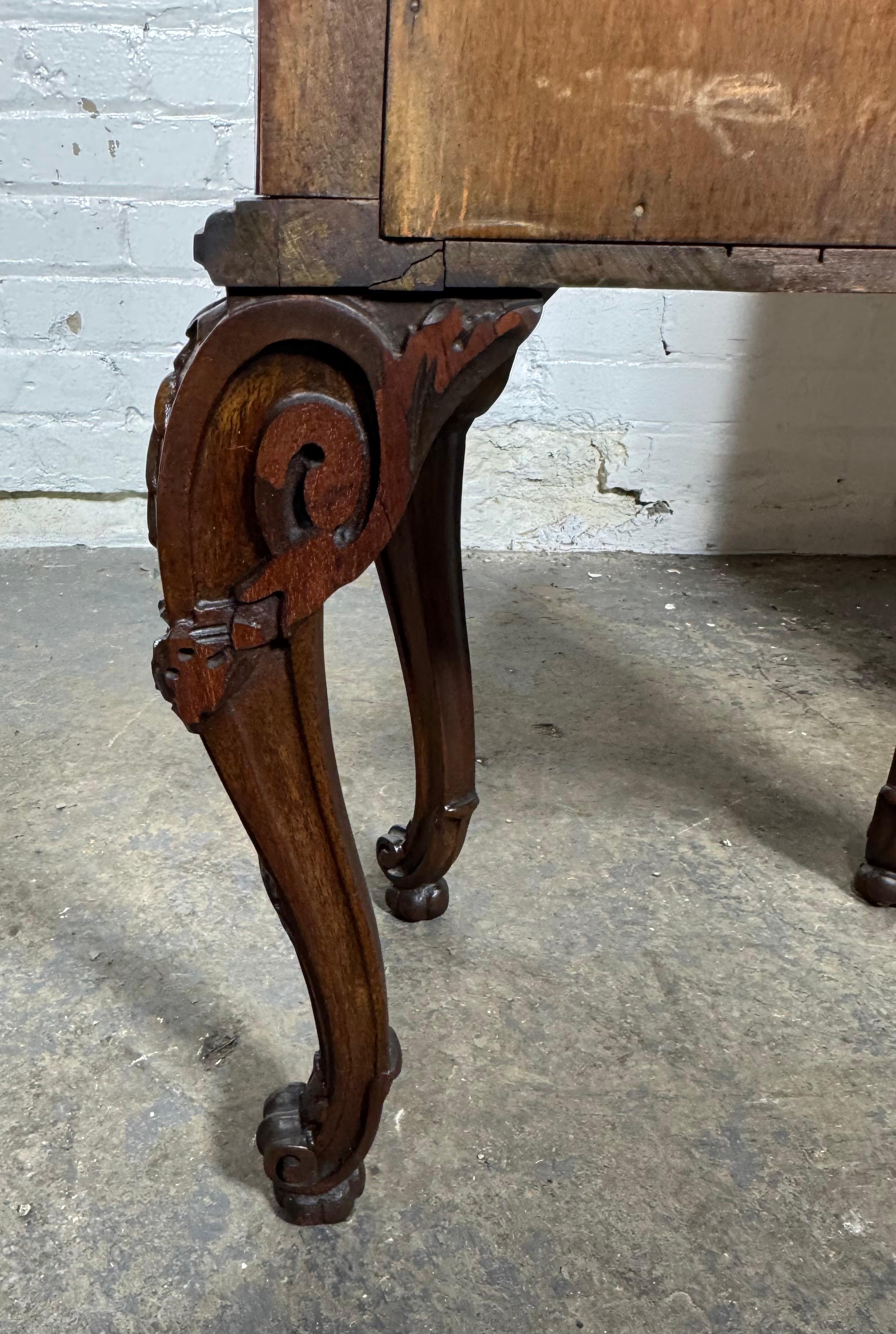 Magnificent Pair French nightstands Louis XIV Style . Finely crafted featuring dovetail joinery. Carved rams heads . wonderful burl wood,,superior quality and construction,, These nightstands will add true Parisian style to any room in your home.