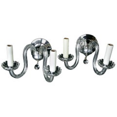 Classic Pair of French Two-Arm Crystal Sconces