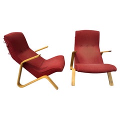 Classic Pair Grasshopper Lounge Chairs designed by Eero Saarinen for Knoll