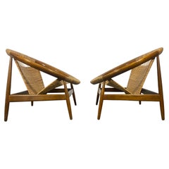 Classic pair Illum Wikkelsø Ringstol Lounge Chairs Scandinavian Modern Denmark