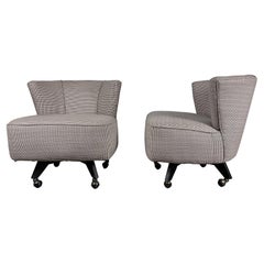 Classic Pair Mid-Century Modern Swivel Chairs on castors, , attrib to Selig