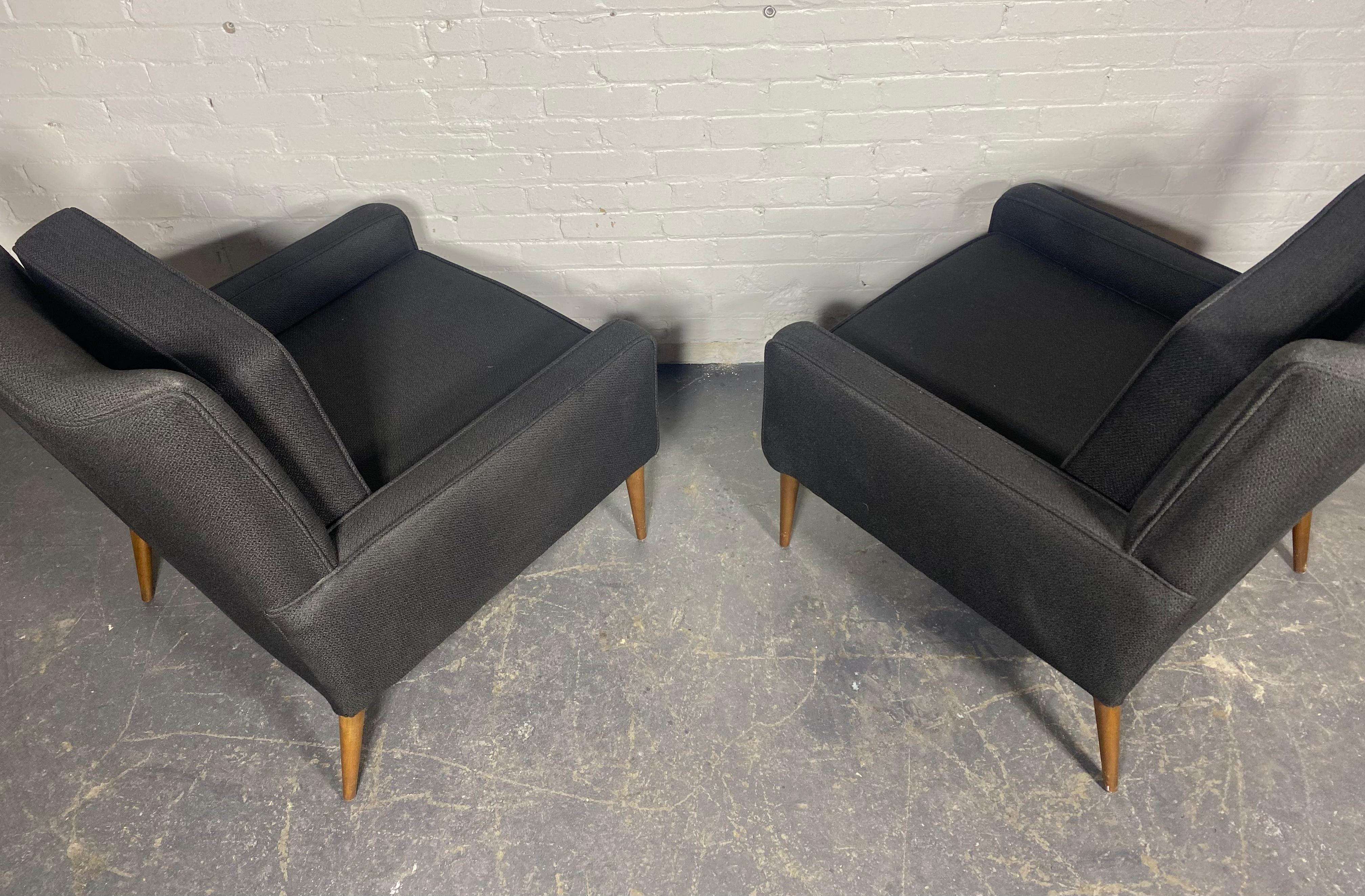 Classic Pair Modernist Lounge Chairs attributed to Paul McCobb / Directional For Sale 3