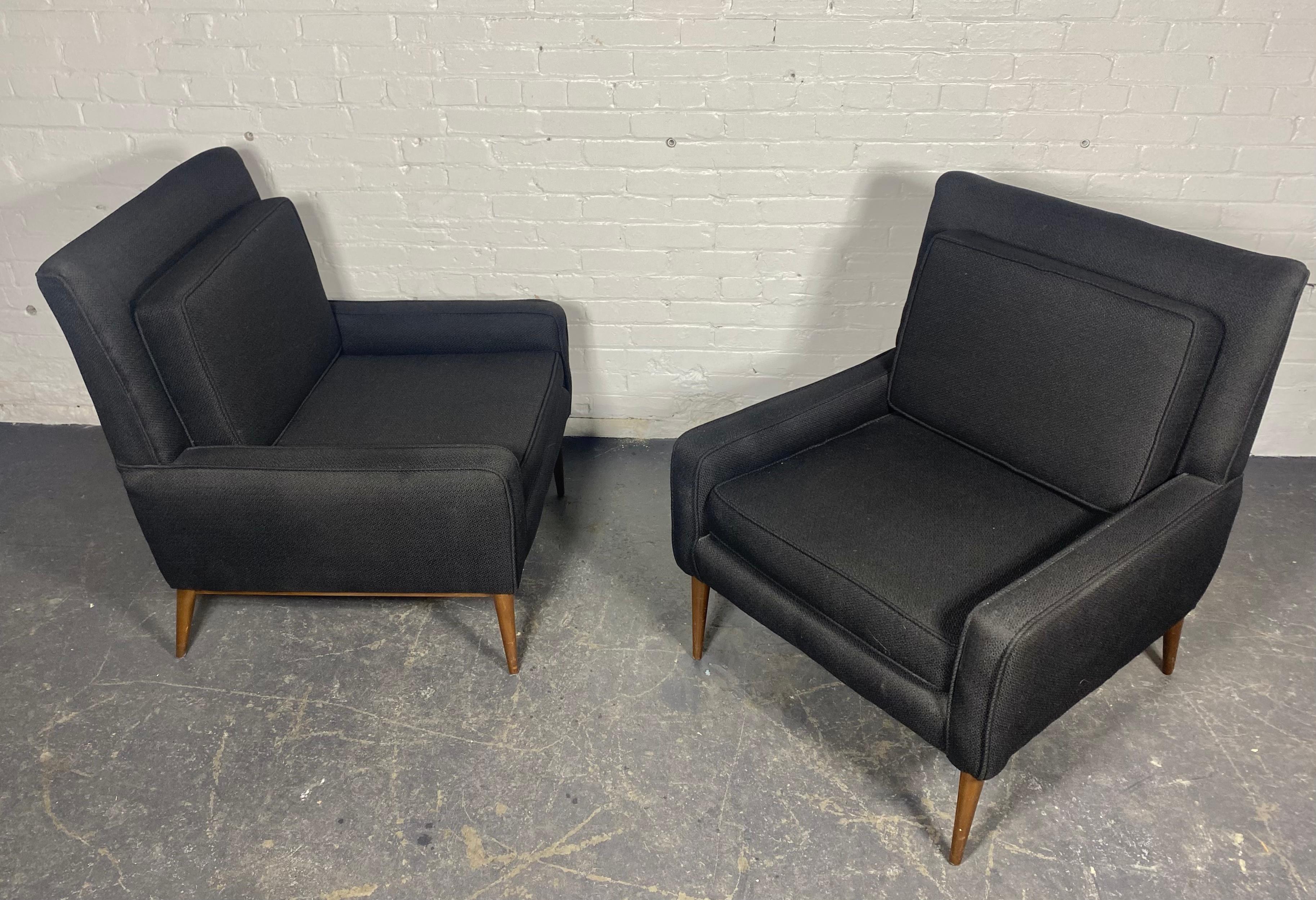 Classic Pair Modernist Lounge Chairs attributed to Paul McCobb / Directional In Good Condition For Sale In Buffalo, NY