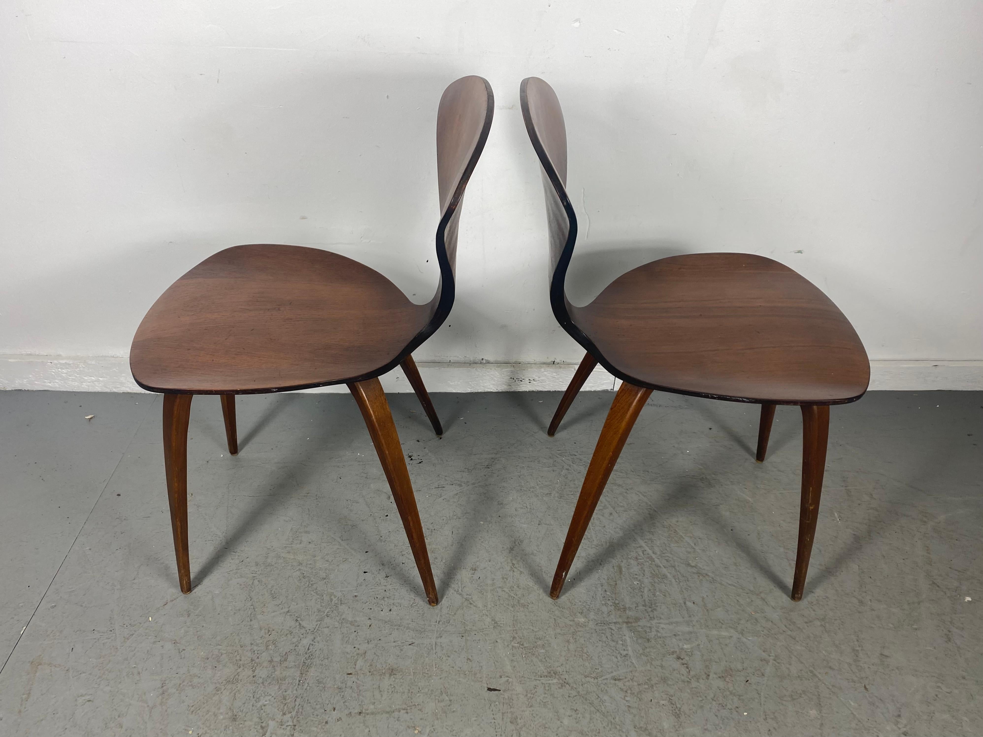 Classic Pair Modernist Plywood Side Chairs by Norman Cherner for Plycraft 3