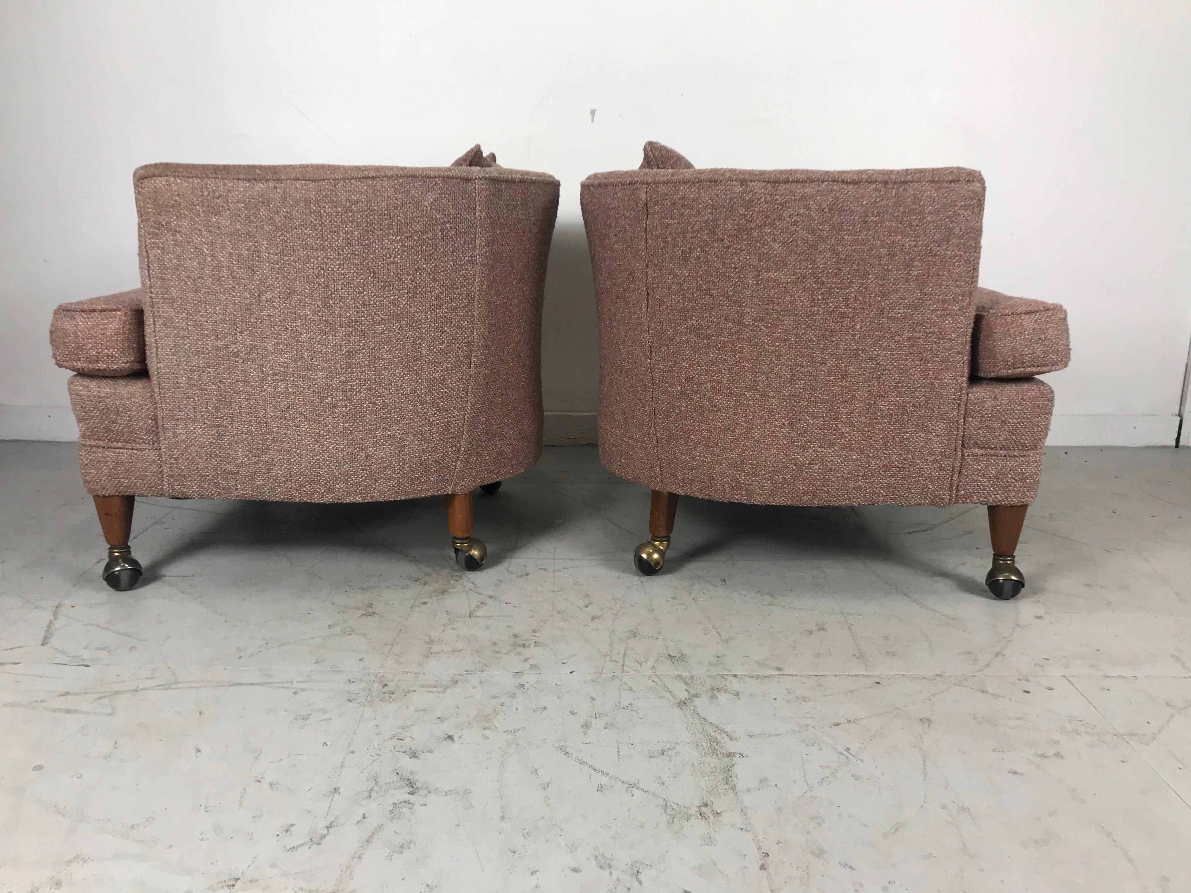 American Classic Pair of Modernist Tub Chairs on Castors by Tomlinson