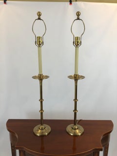 Classic Pair of Brass Chapman Candlestick Table Lamps