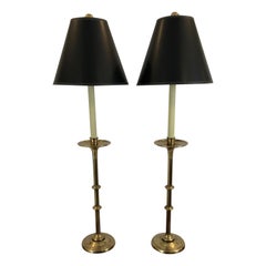 Classic Pair of Brass Chapman Candlestick Table Lamps