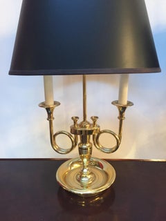 Classic Pair of Brass Two-Arm Bouilette Table Lamps by Baldwin
