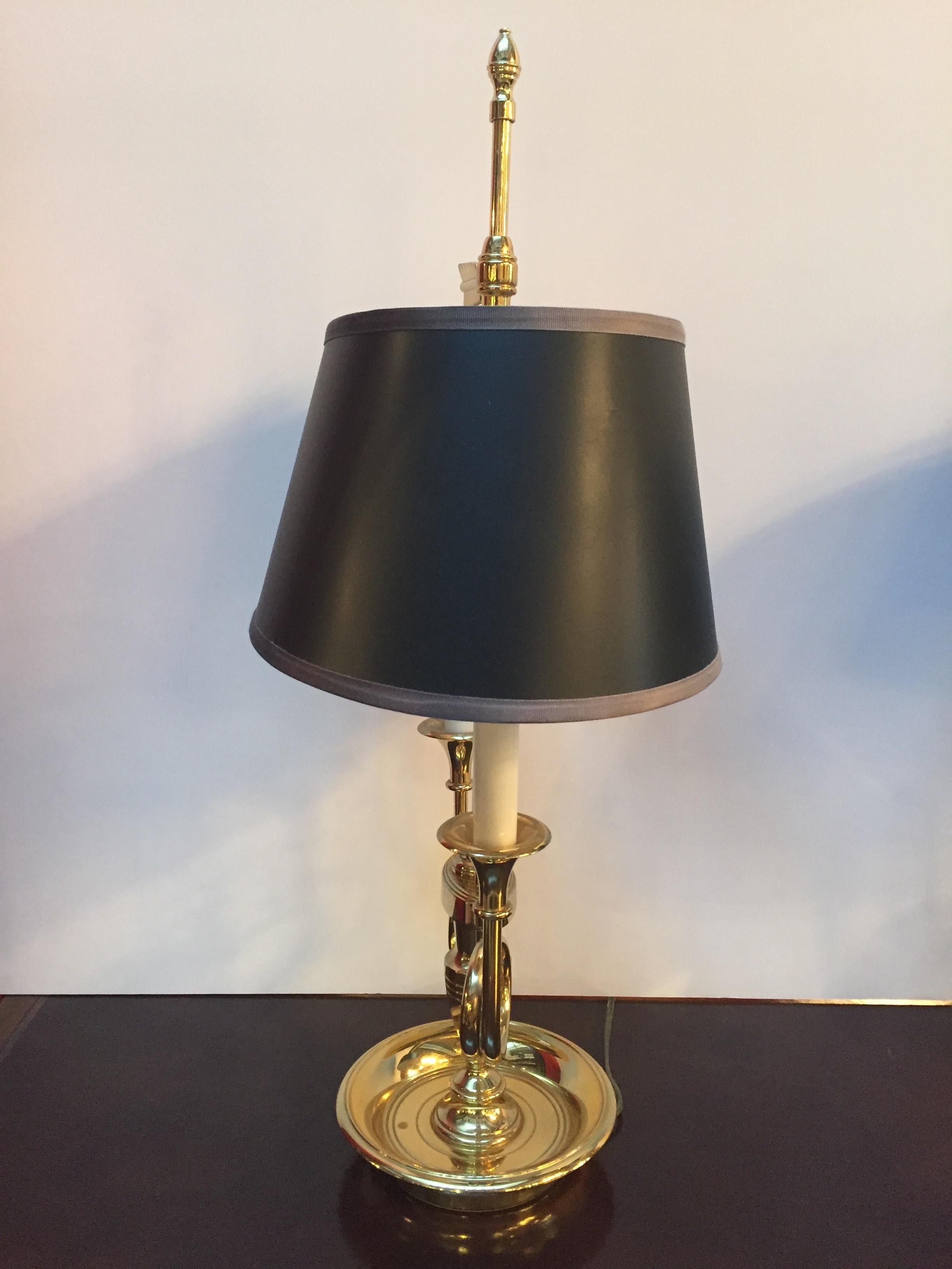 Neoclassical Classic Pair of Brass Two-Arm Bouilette Table Lamps by Baldwin