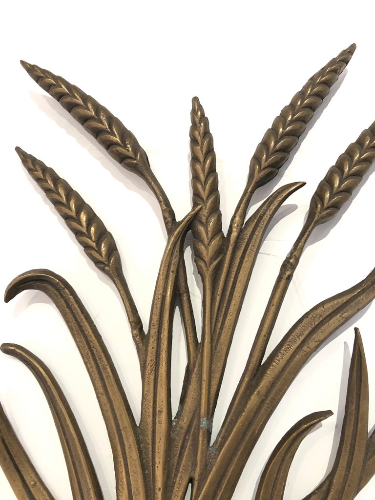 Classic Pair of Brass Wheat Sheaf Candle Sconces For Sale at 1stDibs