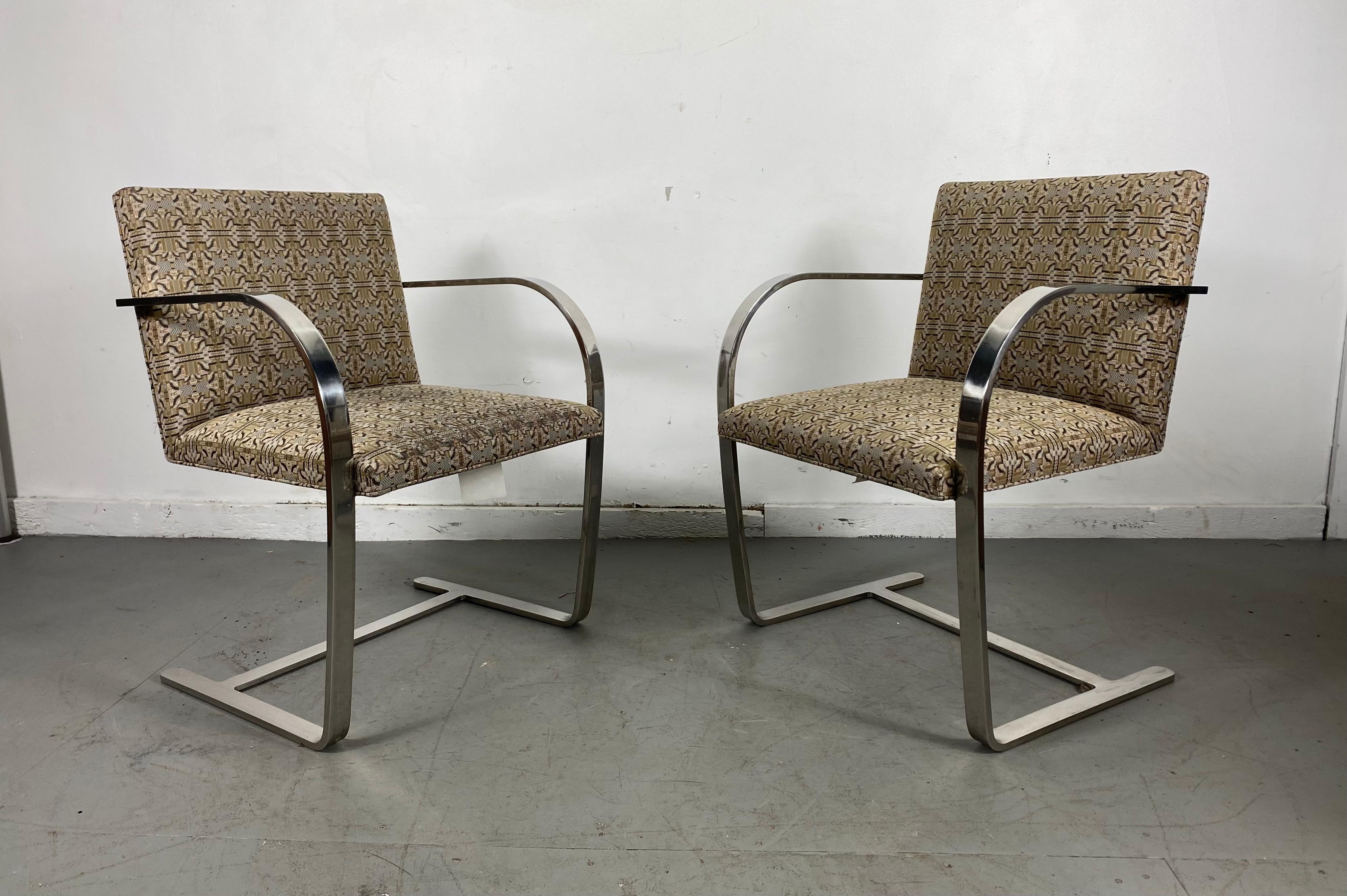 Steel Classic Pair of Brno Chairs Designed by Mies Van Der Rohe for Knoll