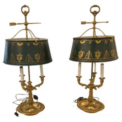 Classic Pair of Buillotte Vintage Finely Cast Brass Lamps