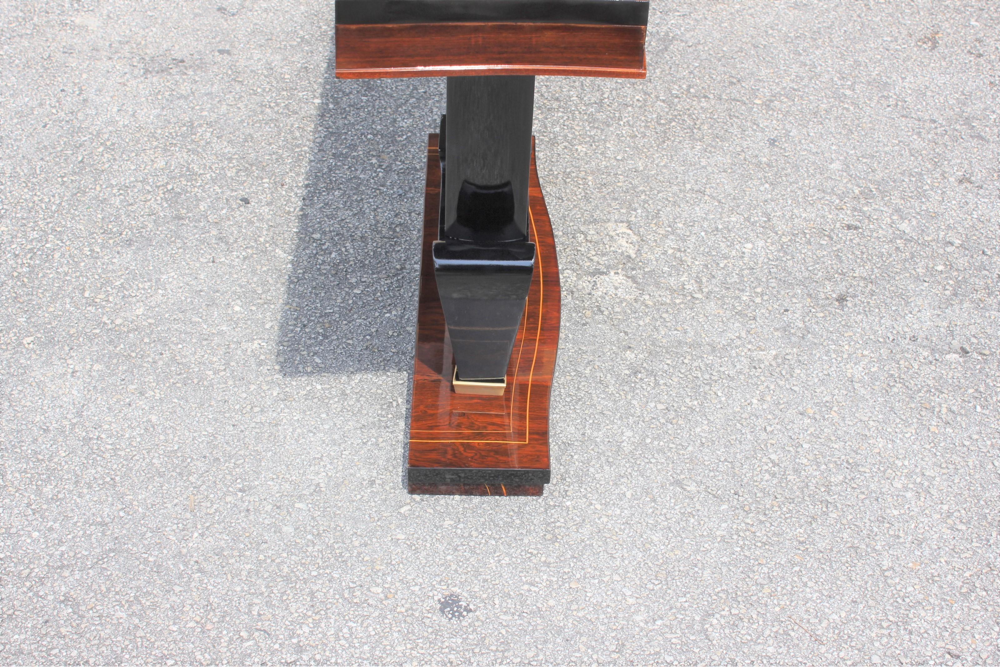 Classic Pair of French Art Deco Macassar Ebony Console Tables, circa 1940s 5