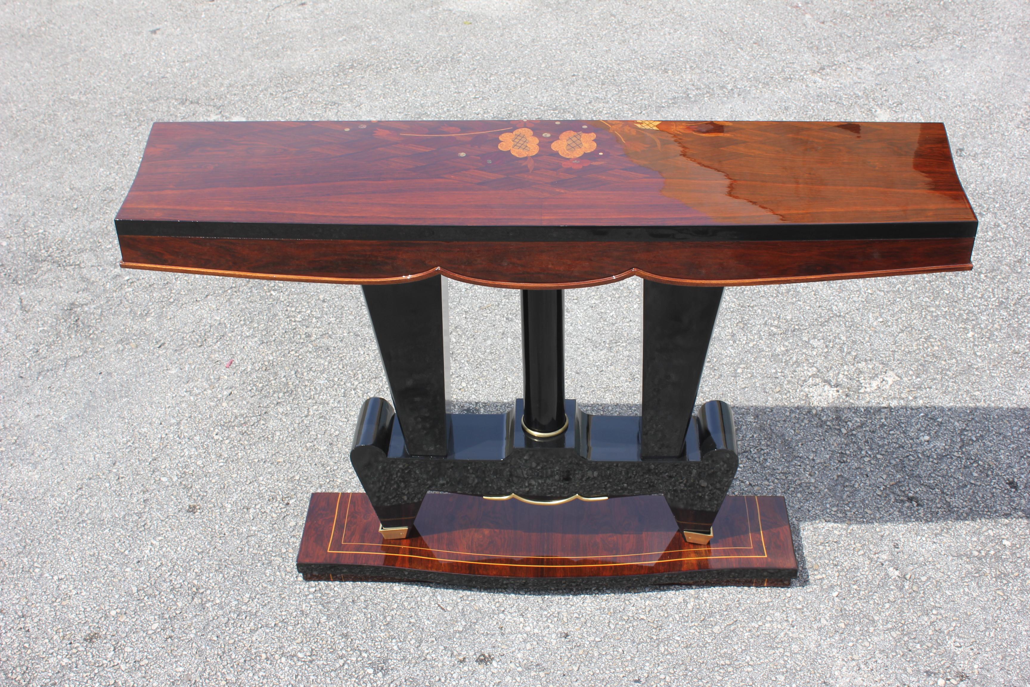 Classic Pair of French Art Deco Macassar Ebony Console Tables, circa 1940s 9
