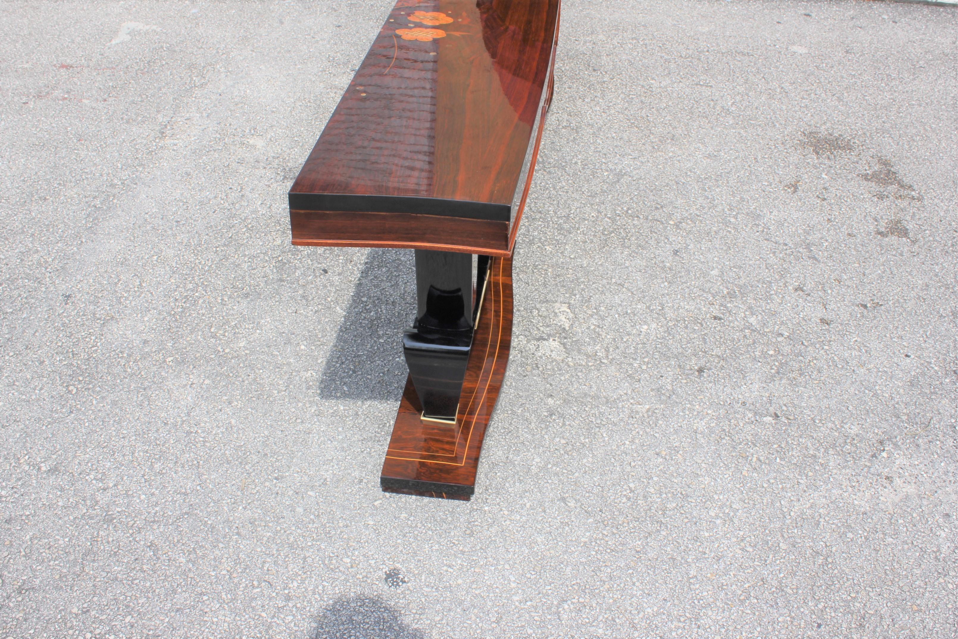 Classic Pair of French Art Deco Macassar Ebony Console Tables, circa 1940s 15