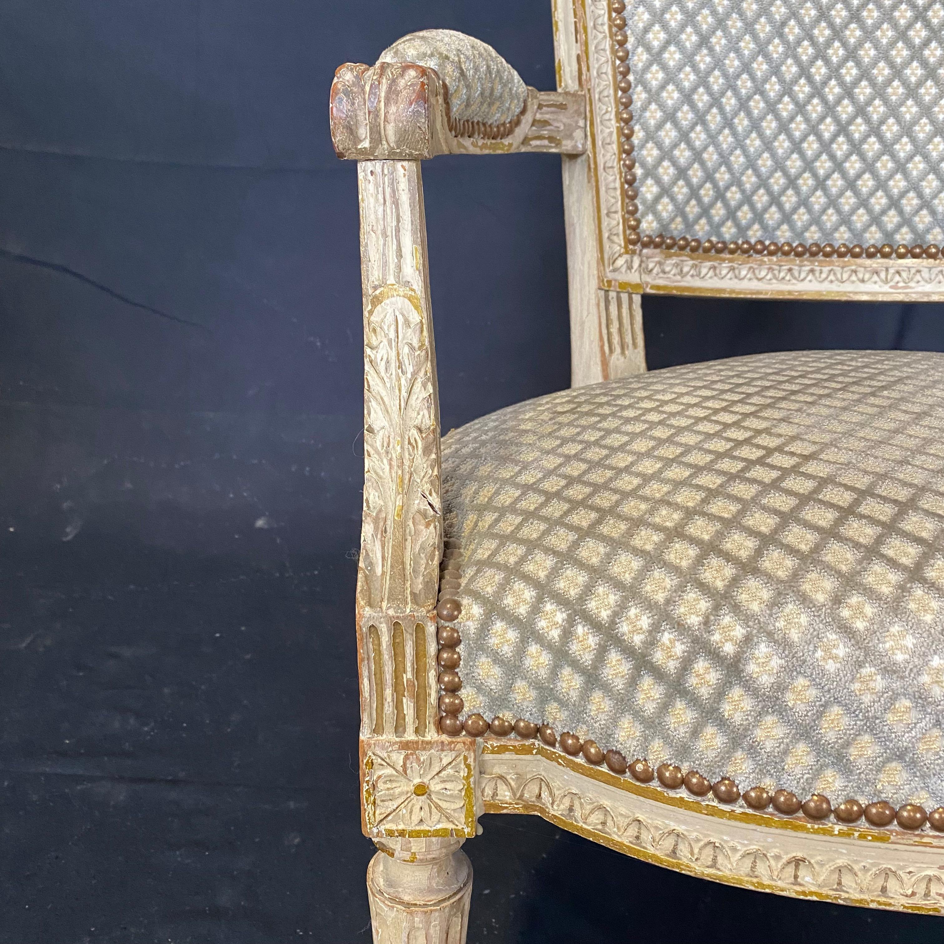 Classic Pair of French Louis XVI 19th Century Armchairs For Sale 7