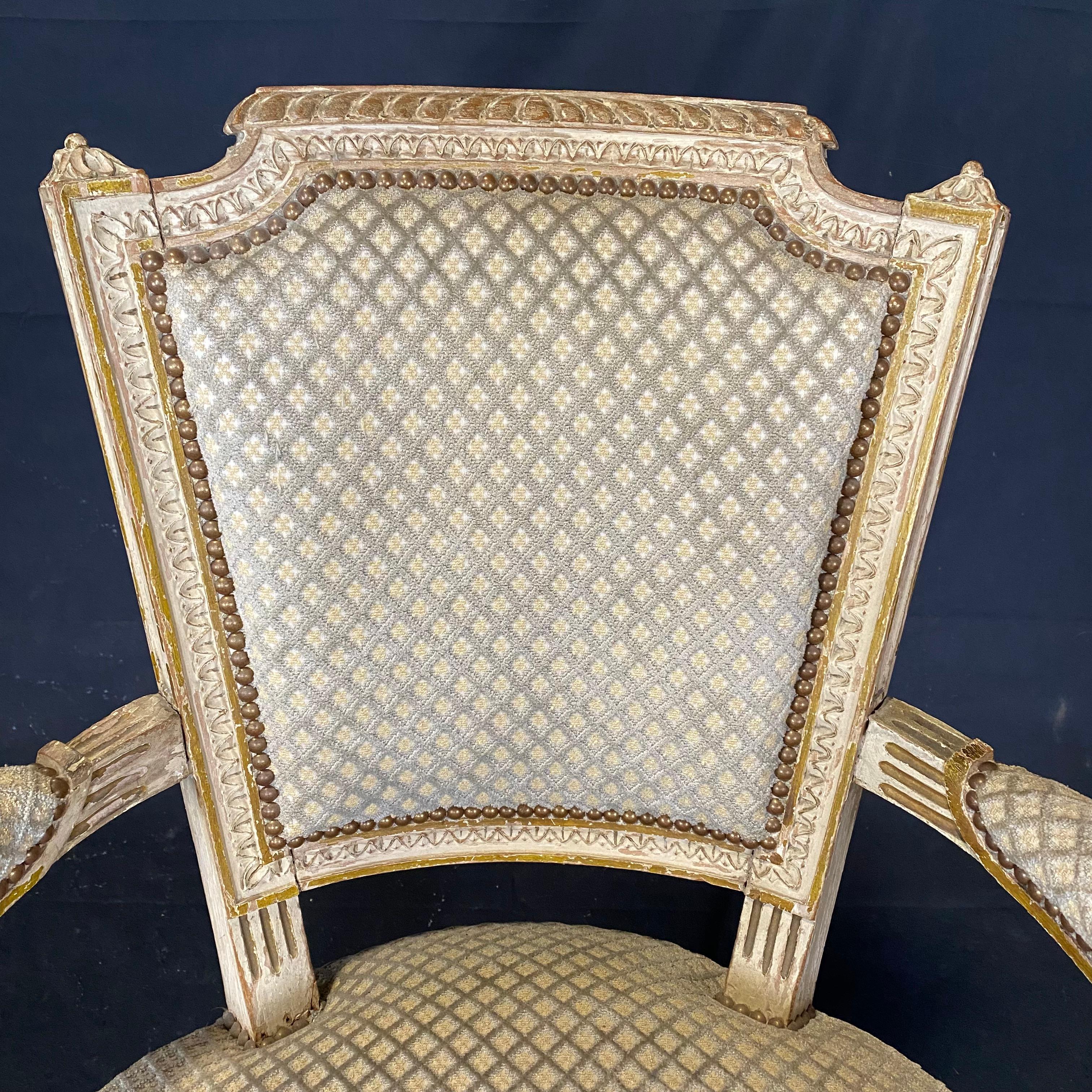 Classic Pair of French Louis XVI 19th Century Armchairs In Good Condition For Sale In Hopewell, NJ