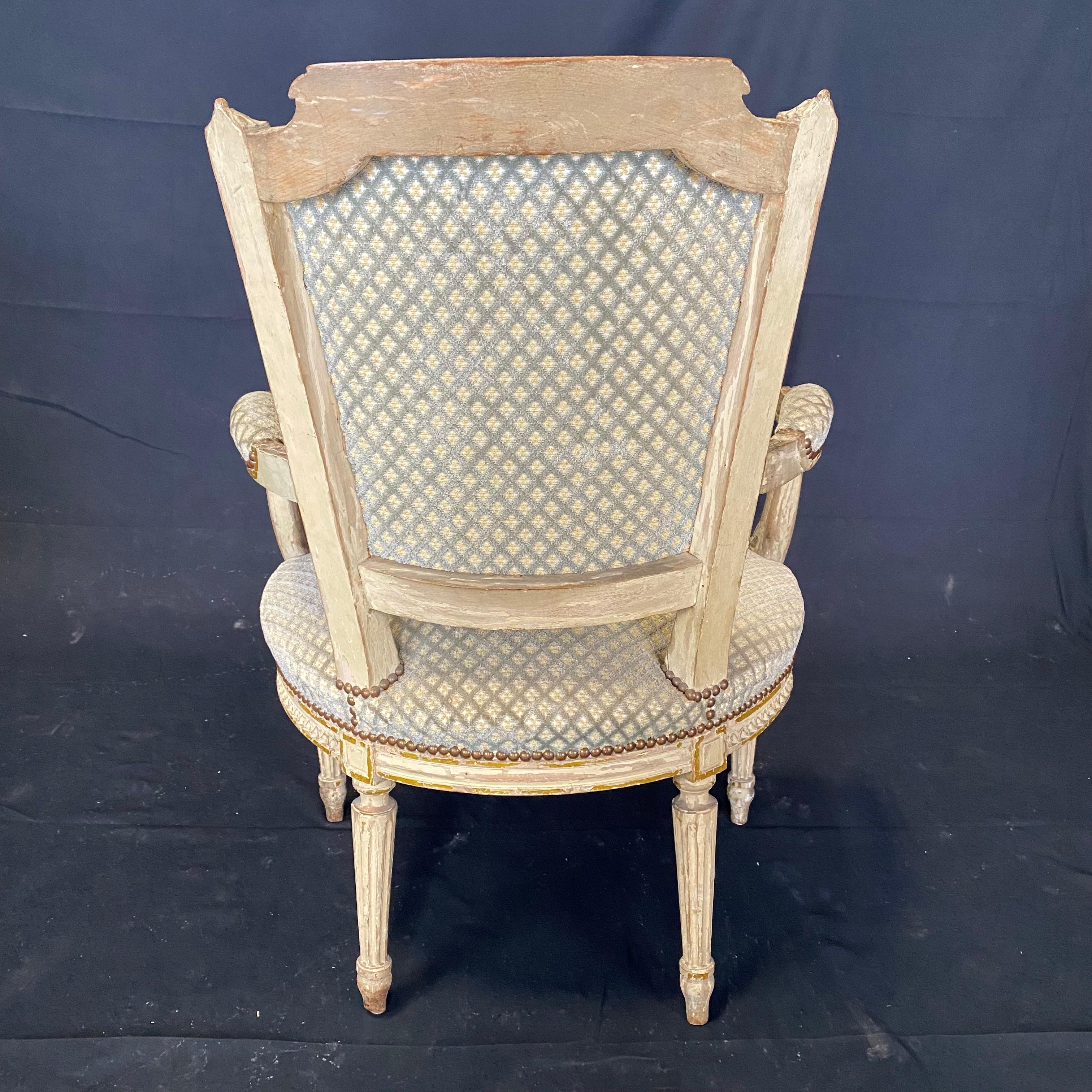 Classic Pair of French Louis XVI 19th Century Armchairs For Sale 1
