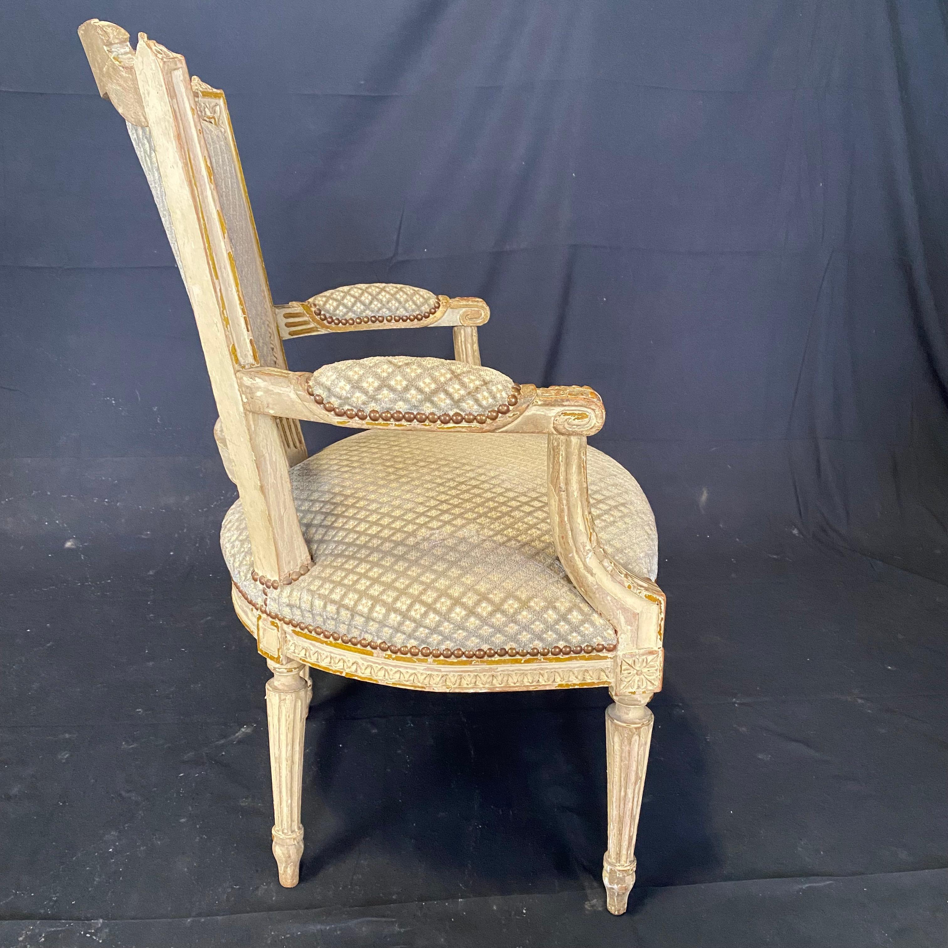 Classic Pair of French Louis XVI 19th Century Armchairs For Sale 3