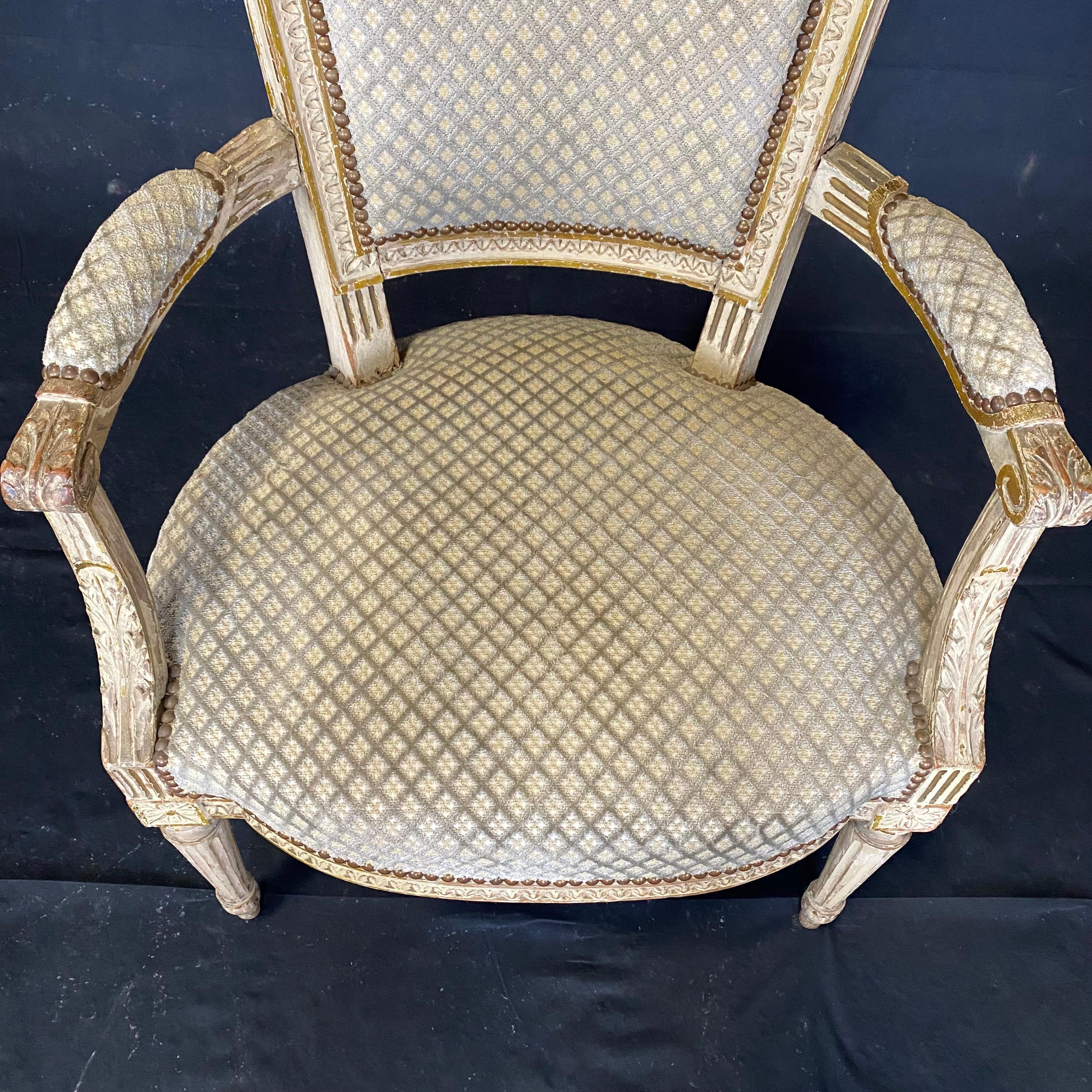 Classic Pair of French Louis XVI 19th Century Armchairs For Sale 5