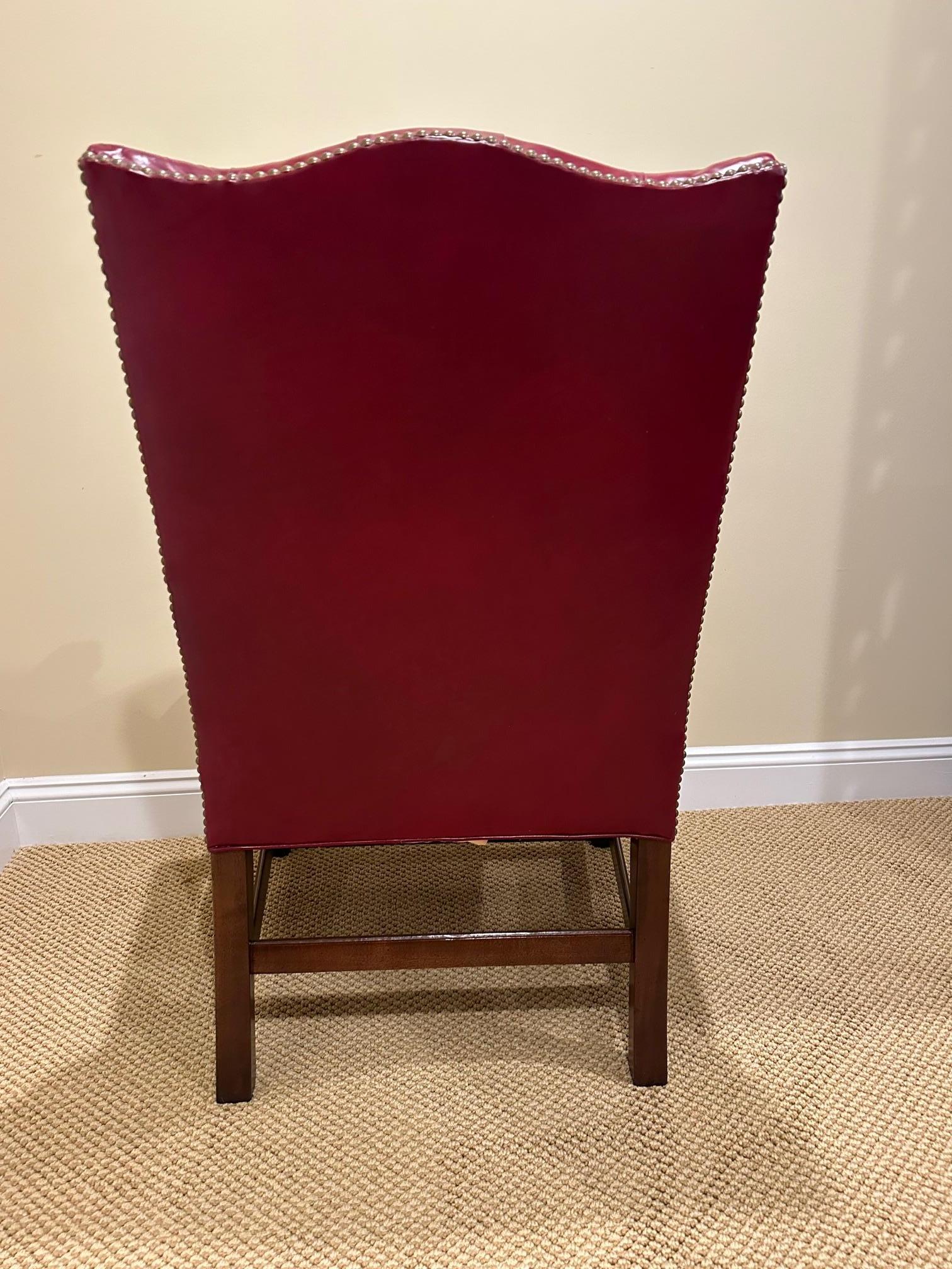 Classic Pair of Hancock & Moore Tufted Red Leather Armchairs For Sale 5