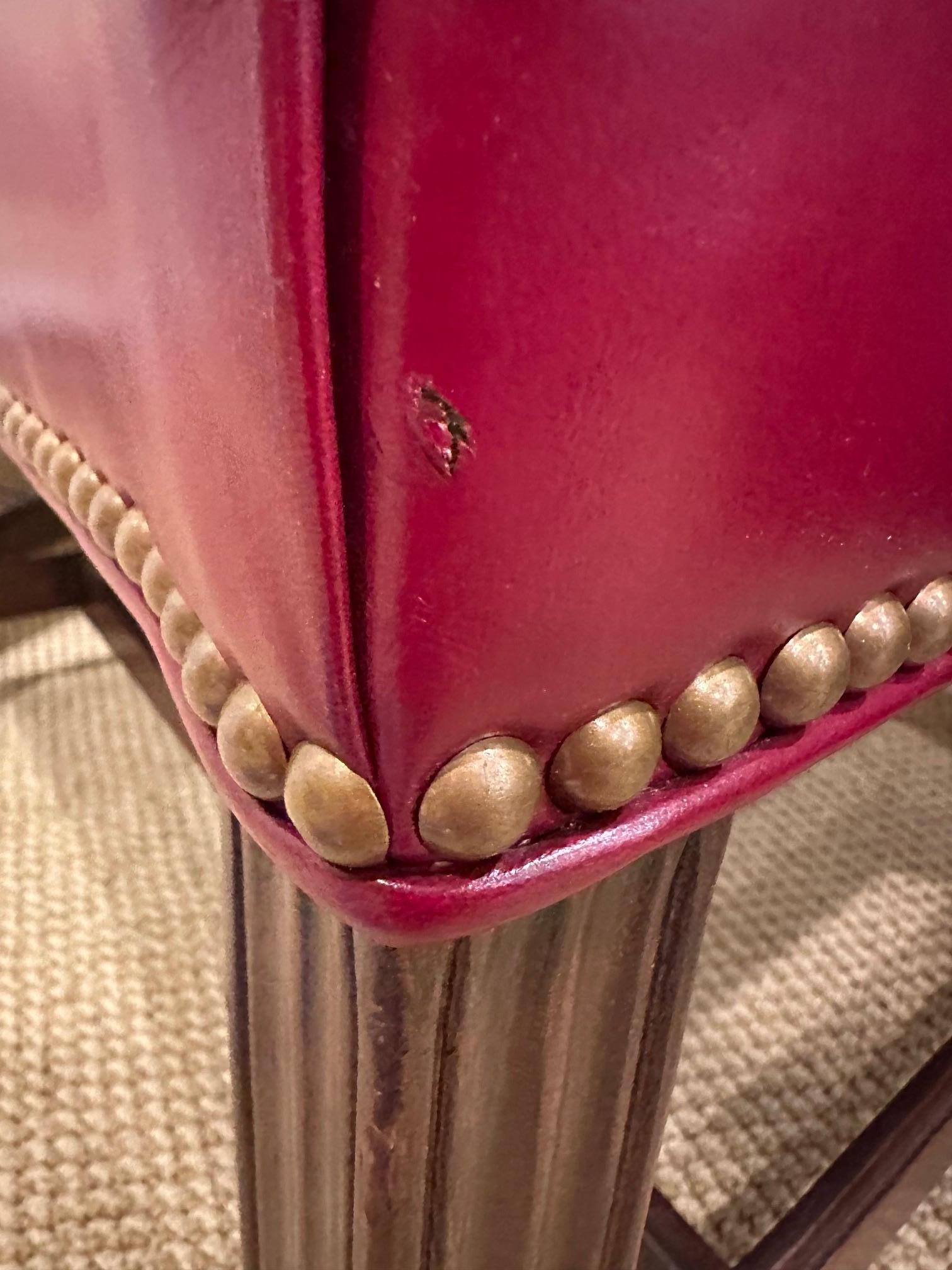 American Classic Pair of Hancock & Moore Tufted Red Leather Armchairs For Sale