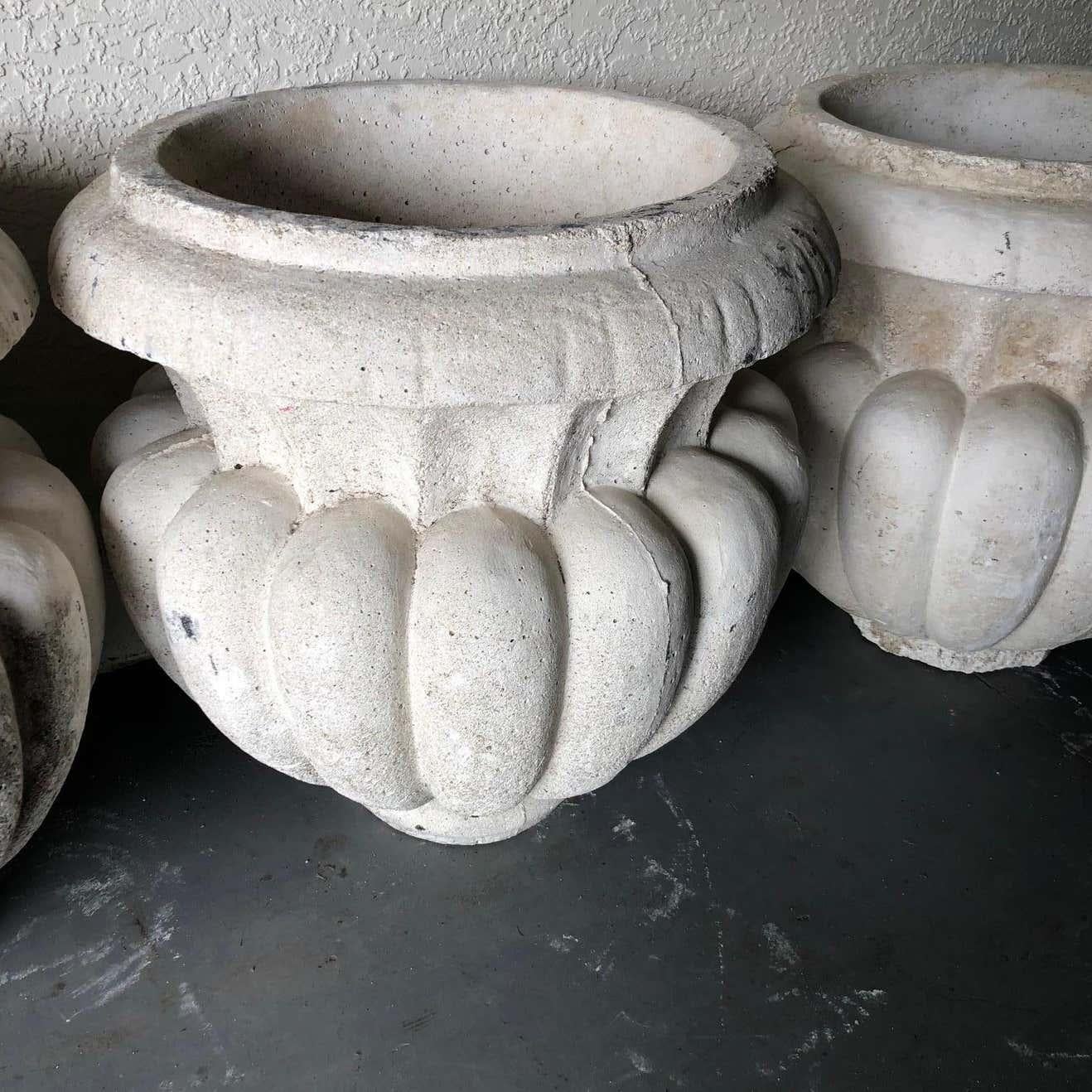 North American Classic Pair of Large Cast Stone Garden Urns
