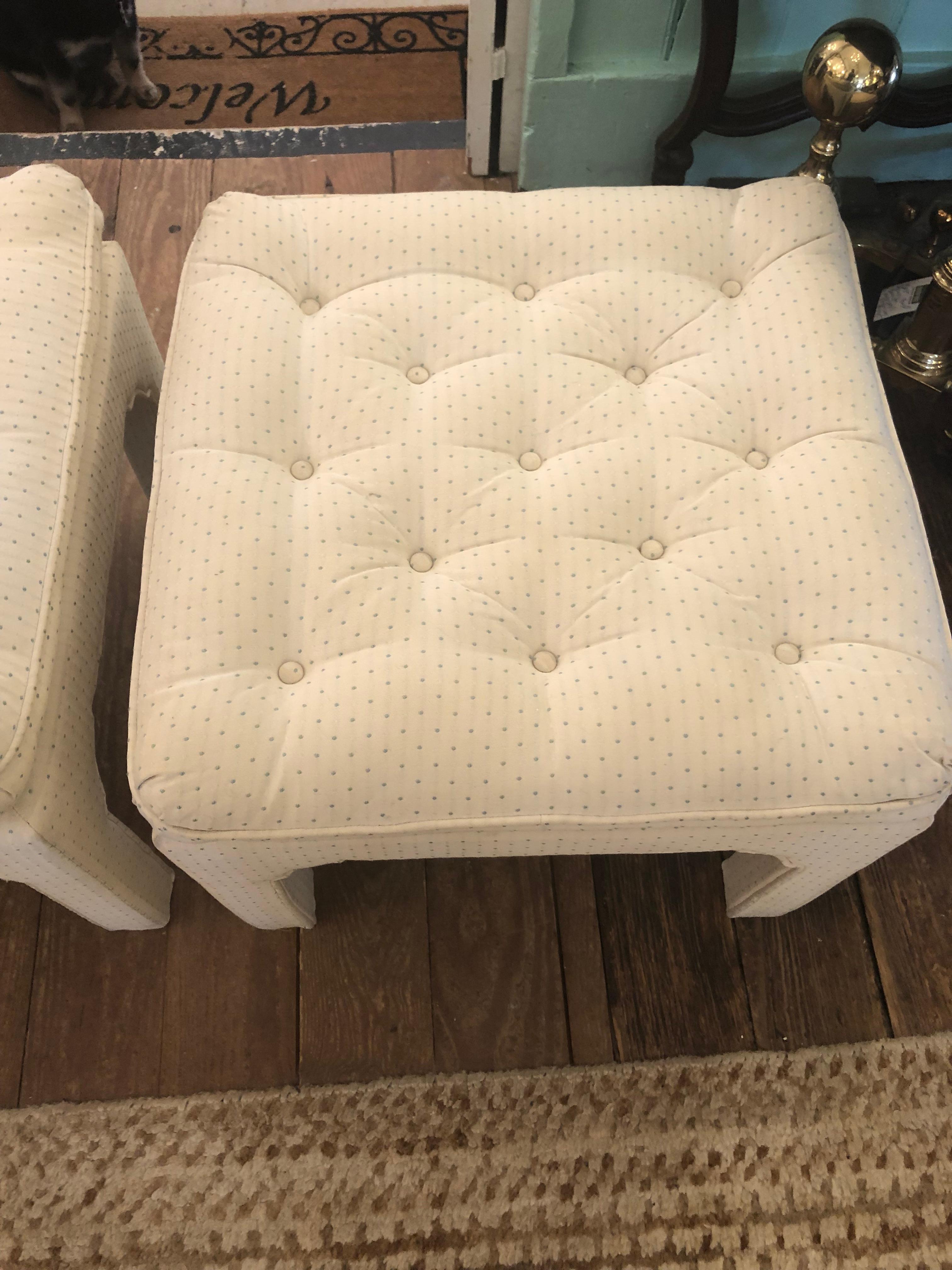 Upholstery Classic Pair of Mid-Century Modern Tufted Pillowtop Ottomans