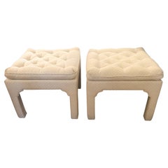 Retro Classic Pair of Mid-Century Modern Tufted Pillowtop Ottomans