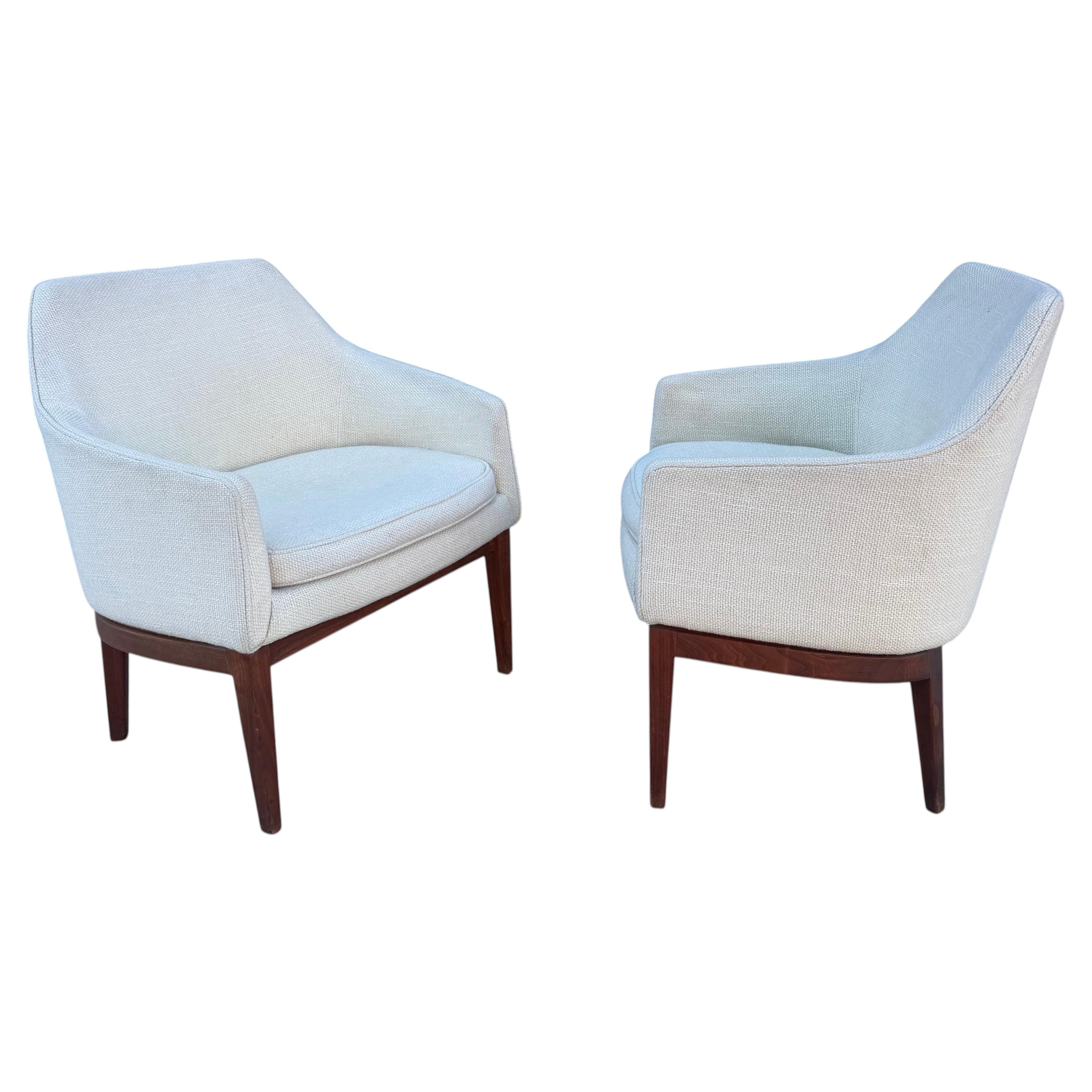 Classic Pair of Modernist Club ./ Lounge Chairs by Jens Risom, C. 1950's, 60s