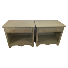 Classic Pair of Painted Pine Green Blue Night Stands
