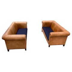 Classic Pair of Ralph Lauren Chesterfield Style Brompton Supple Leather Sofas