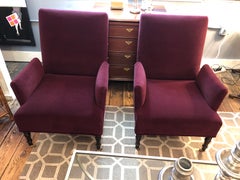 Classic Pair of Rich Purple Mohair George Smith La Rizza Club Chairs